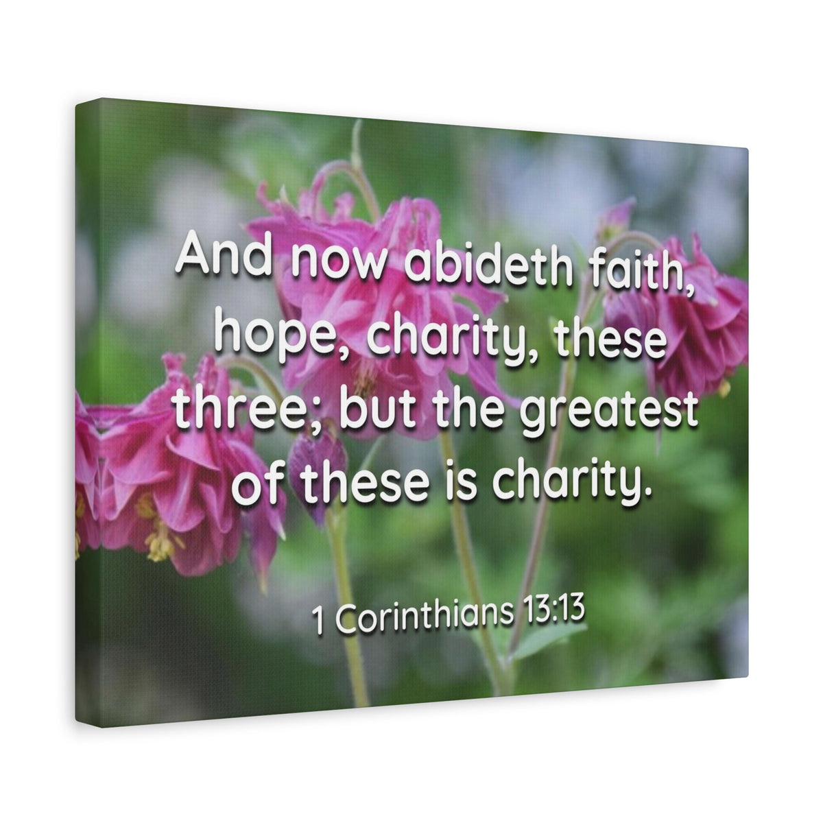 Scripture Canvas Abideth Faith, Hope, Charity 1 Corinthians 13:13 Christian Wall Art Bible Verse Print Ready to Hang