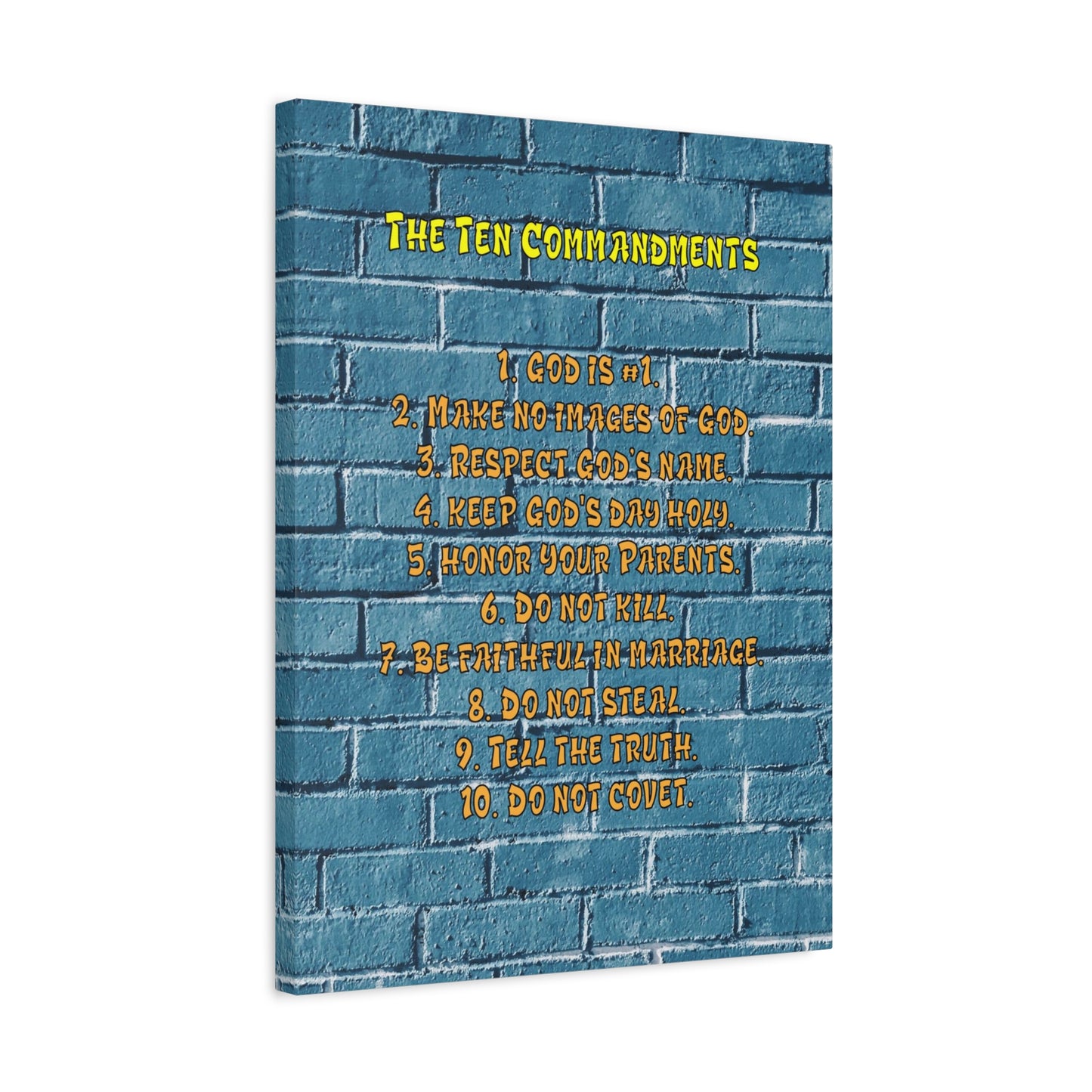 Scripture Canvas 10 Commandments For Kids Brick Wall Christian Wall Art Print Ready to Hang