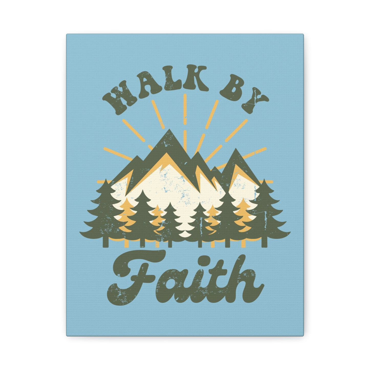 Walk By Faith 2 Corinthians 5:7 Mountain Rays Christian Wall Art Bible Verse Print Ready to Hang