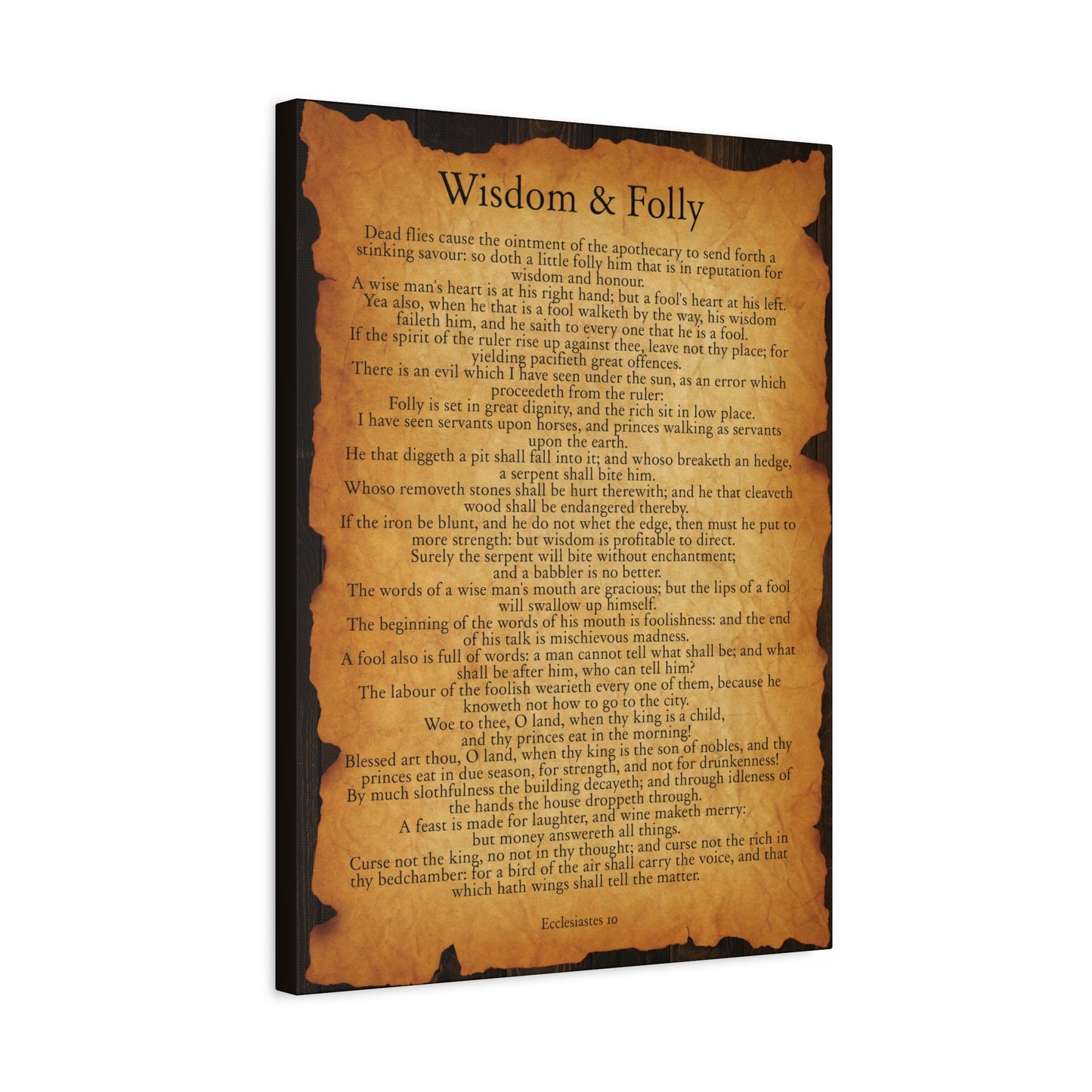 Scripture Walls Wisdom & Folly Ecclesiastes 10 Gold Brown Bible Verse Canvas Christian Wall Art Ready to Hang
