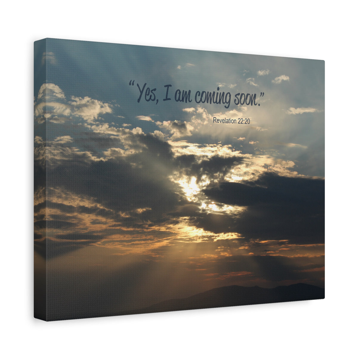 Scripture Canvas I Am Coming Soon Revelation 22:20 Christian Wall Art Bible Verse Print Ready to Hang