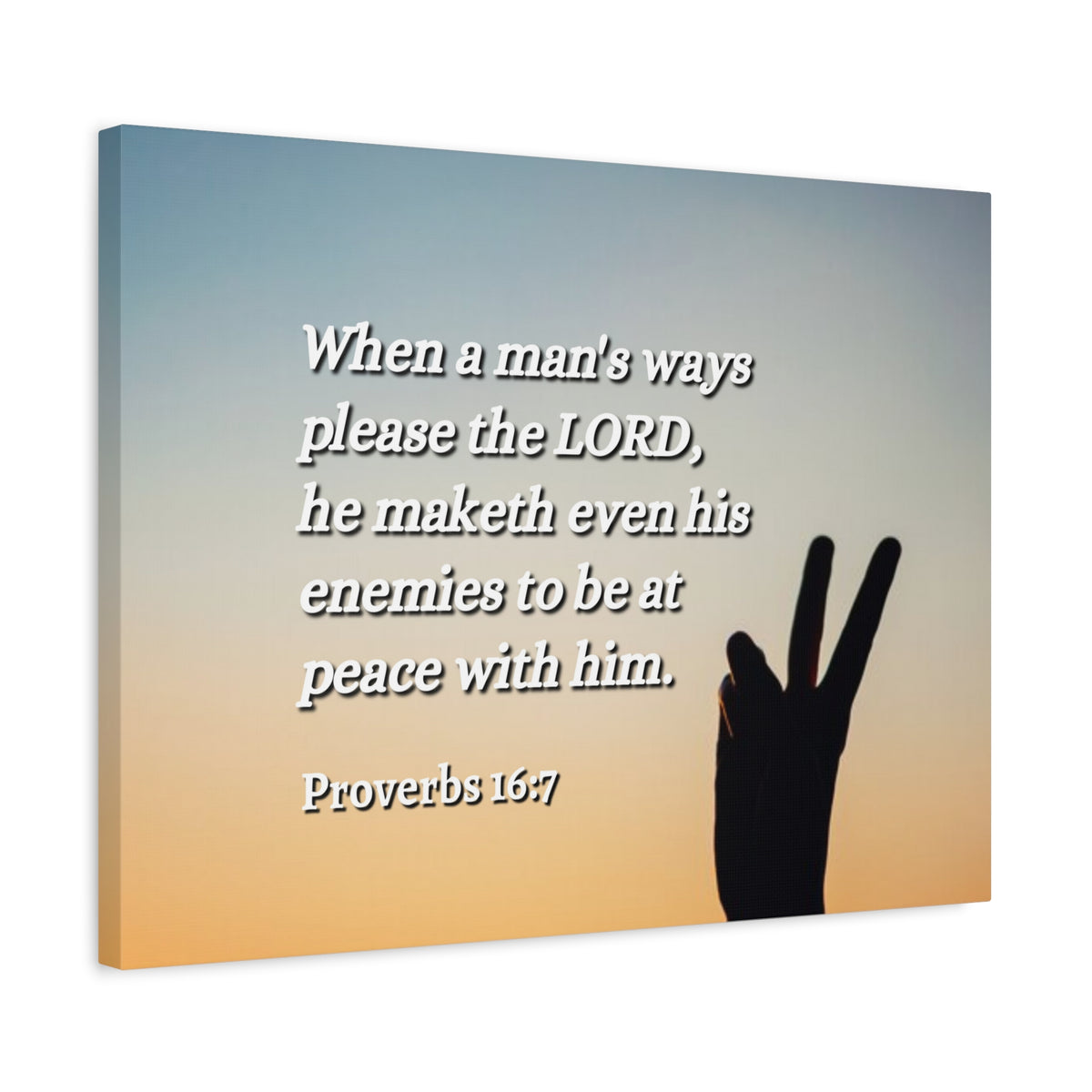 Scripture Canvas At Peace Proverbs 16:7 Christian Wall Art Bible Verse Print Ready to Hang
