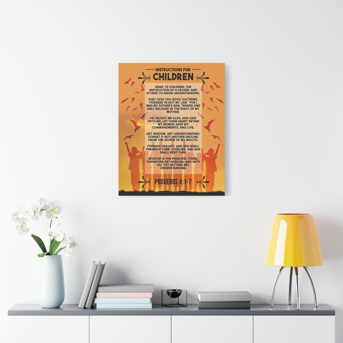 Scripture Canvas Instructions for Children Proverbs 4:1‭-‬7 Christian Wall Art Bible Verse Print Ready to Hang