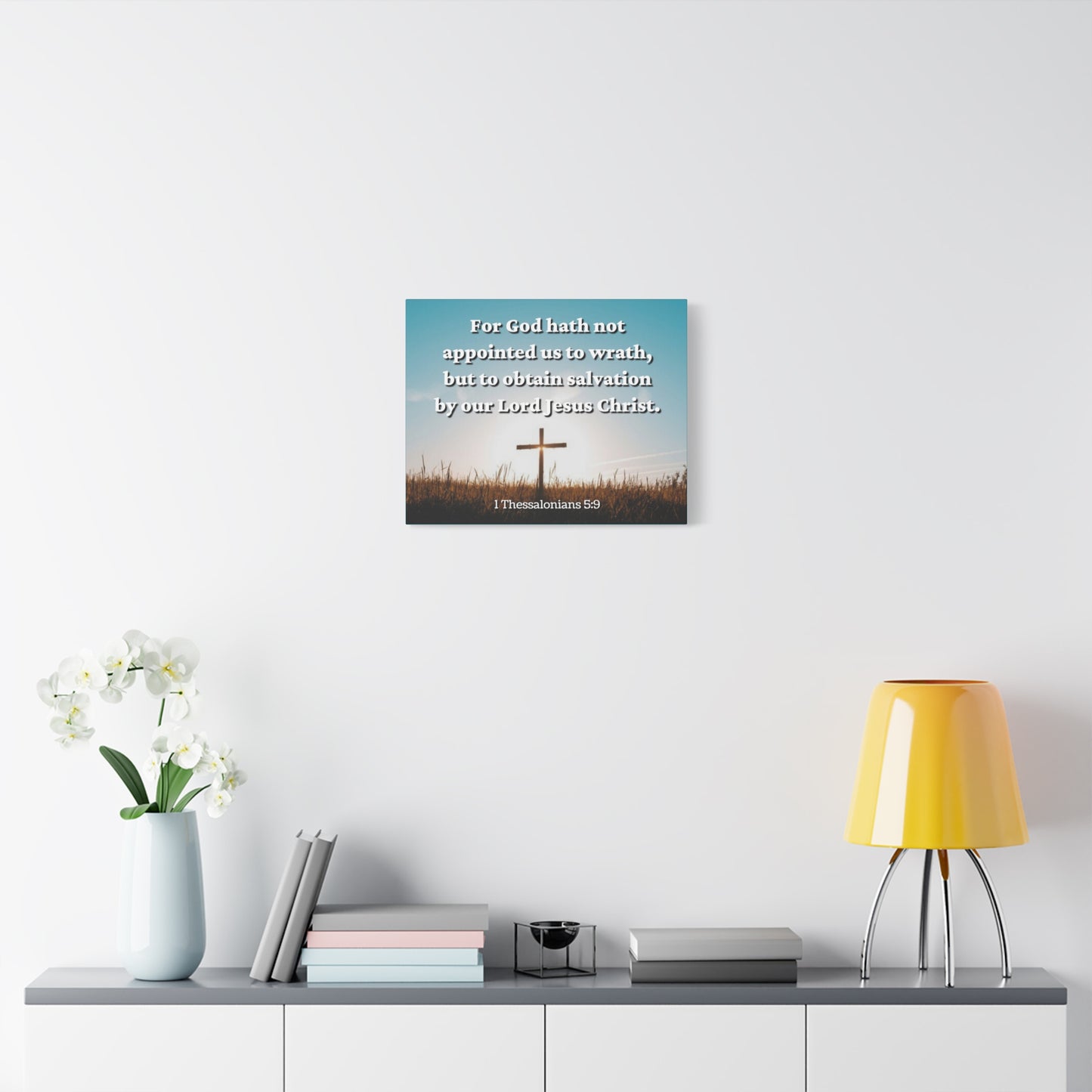 Scripture Canvas To Obtain Salvation 1 Thessalonians 5:9 Christian Wall Art Bible Verse Print Ready to Hang