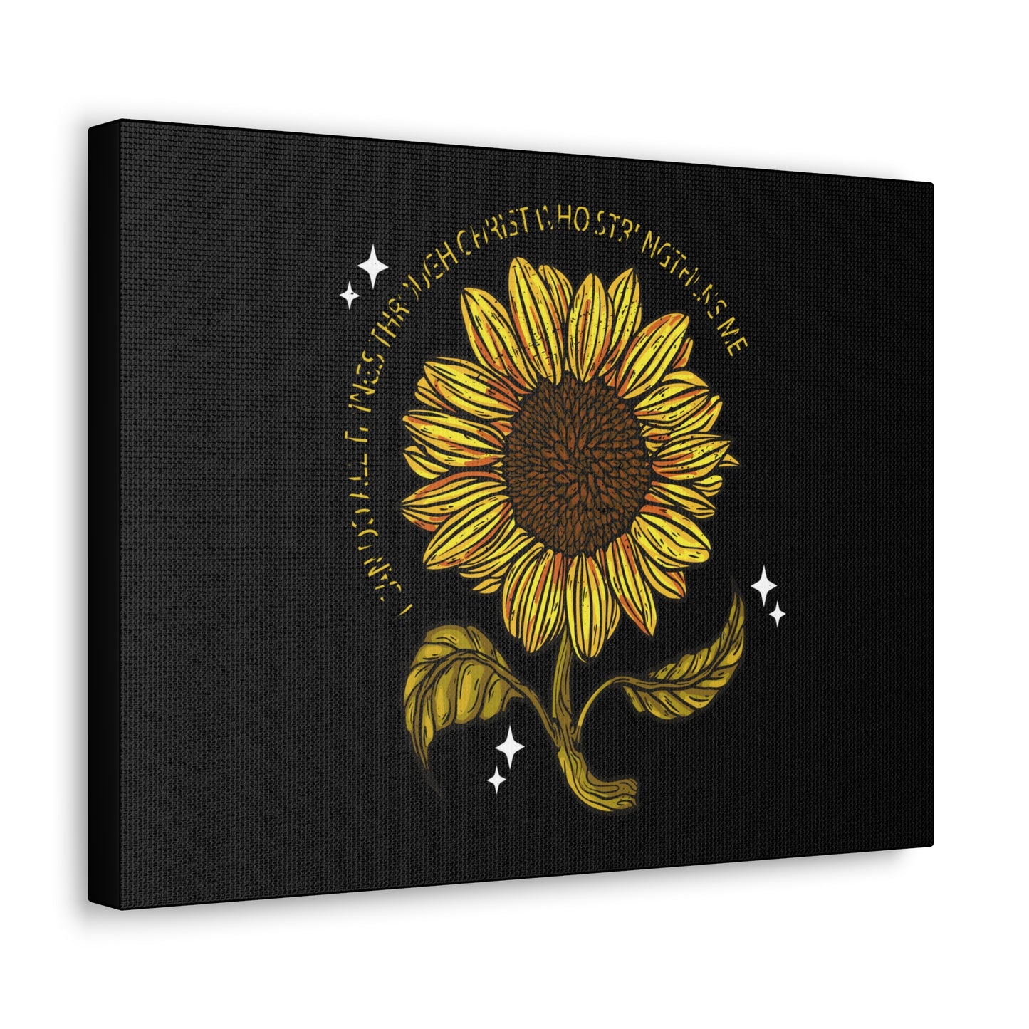 Through Christ Sunflower Philippians 4:13 Christian Wall Art Bible Verse Print Ready to Hang