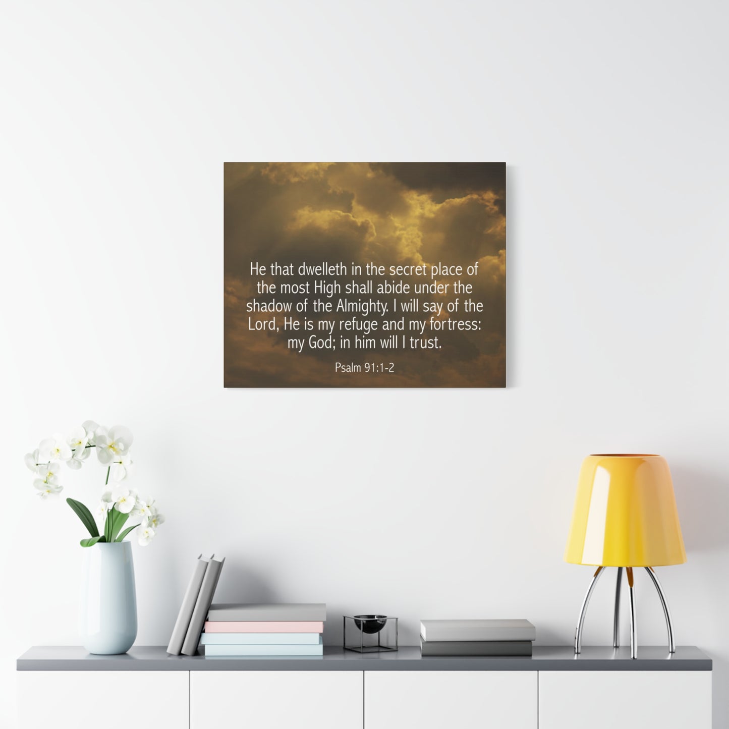 Bible Verse Canvas Secret Place Psalm 91:1-2 Christian Home Décor Wall Art Scripture Ready to Hang Faith Print
