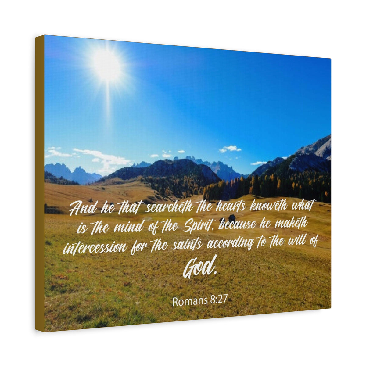 Scripture Canvas The Will of God Romans 8:27 Christian Wall Art Bible Verse Print Ready to Hang