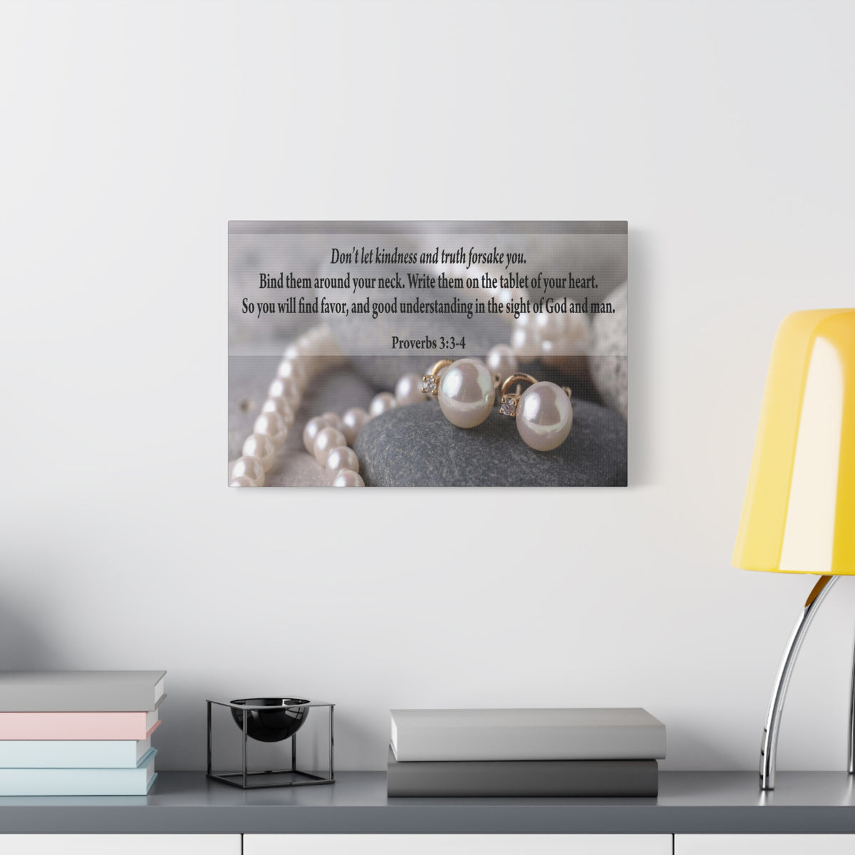 Scripture Canvas Kindness and Truth Proverbs 3:3-4 Christian Wall Art Bible Verse Print Ready to Hang