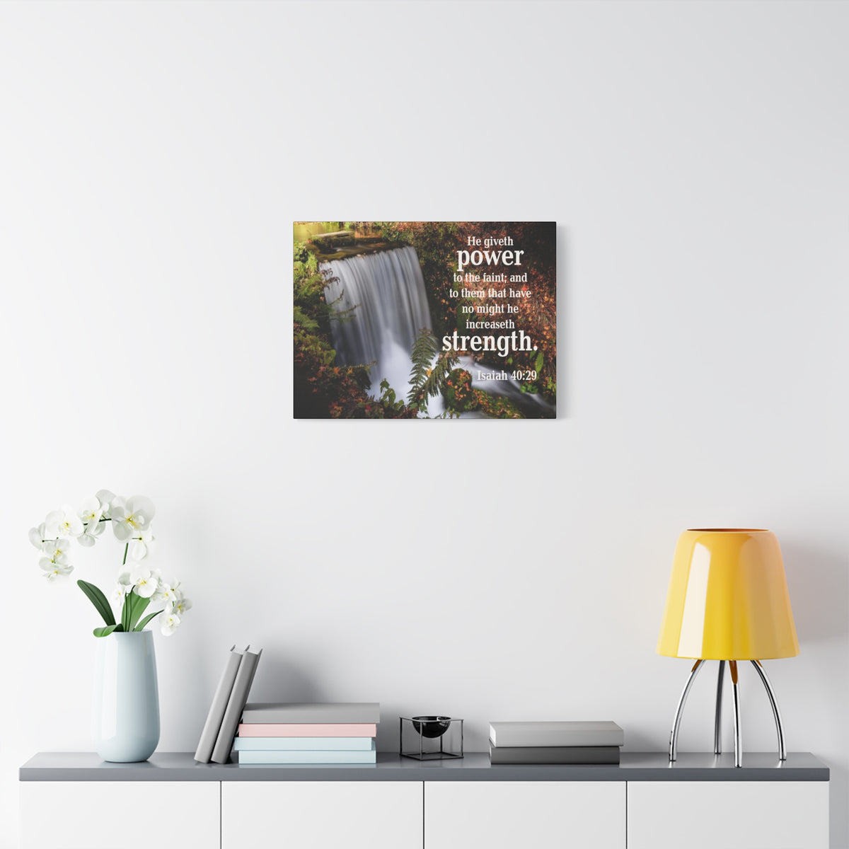 Scripture Canvas He Giveth Power and Strength Isaiah 40:29 Christian Wall Art Bible Verse Print Ready to Hang