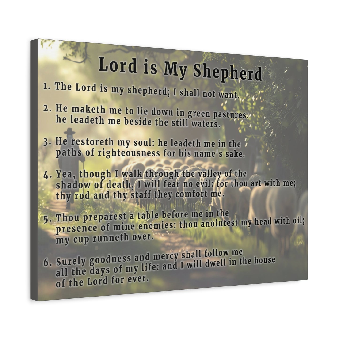 Scripture Walls Lord is My Shepherd Psalm 23 Green Bible Verse Canvas Christian Wall Art Ready to Hang Unframed