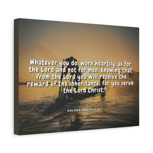 Scripture Canvas Working For God Colossians 3:23-24 Christian Wall Art Bible Verse Print Ready to Hang