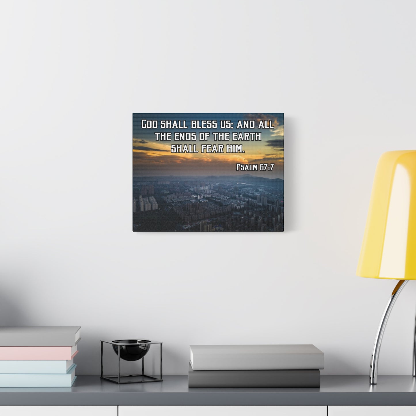 Bible Verse Canvas God Shall Bless Us Psalm 67:7 Christian Home Décor Wall Art Scripture Ready to Hang Faith Print