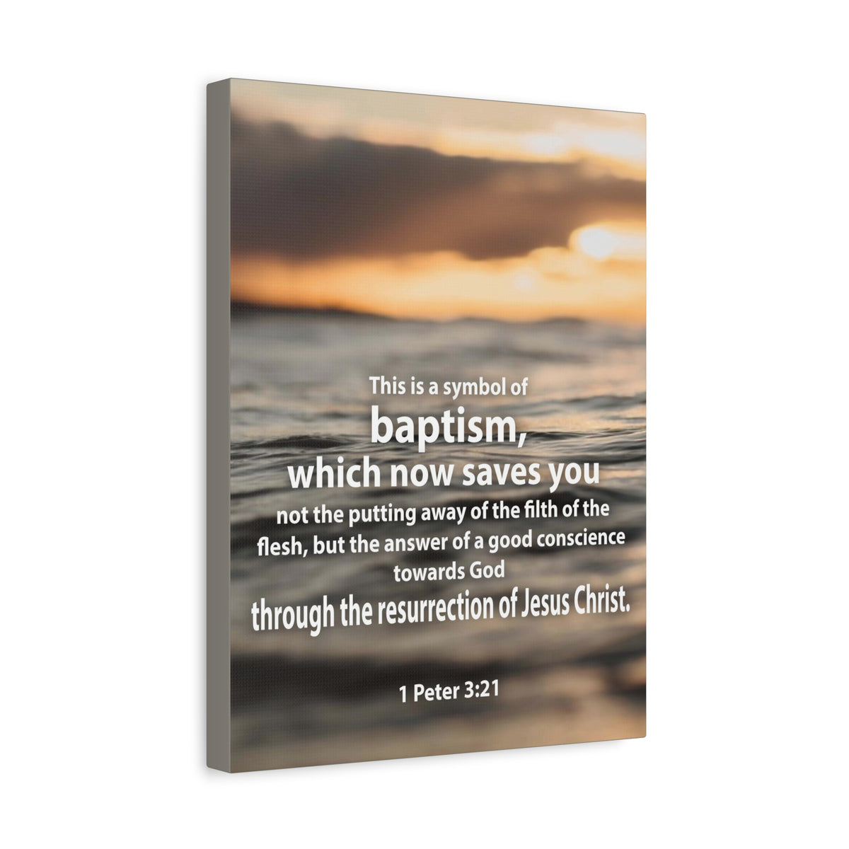 Scripture Canvas Baptism 1 Peter 3:21 Christian Wall Art Bible Verse Print Ready to Hang