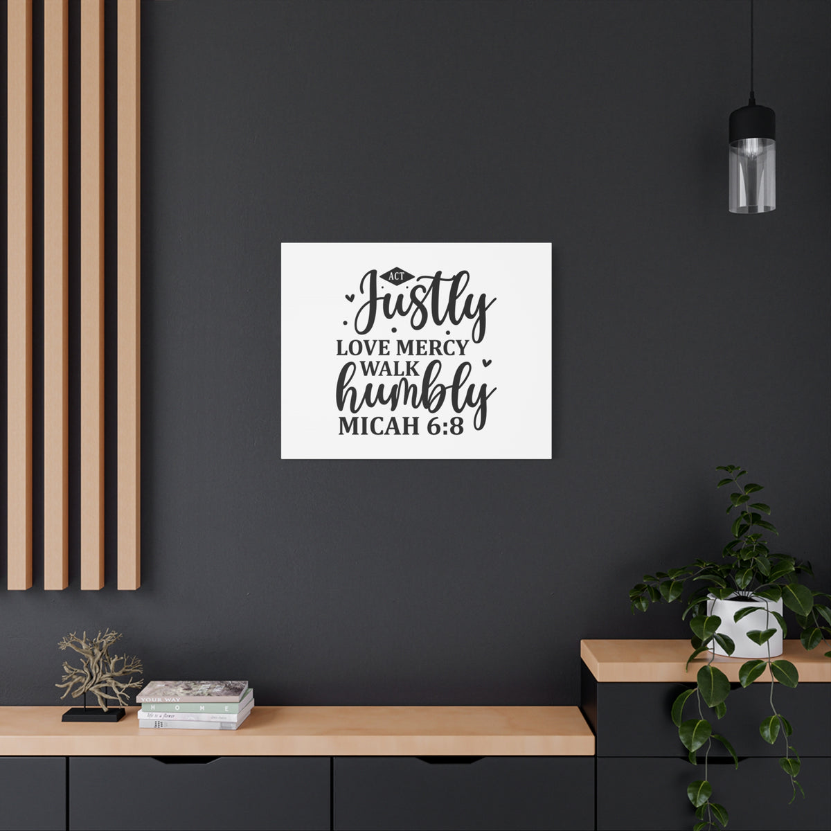Scripture Canvas Love Mercy Micah 6:8 Christian Wall Art Bible Verse Print Ready to Hang