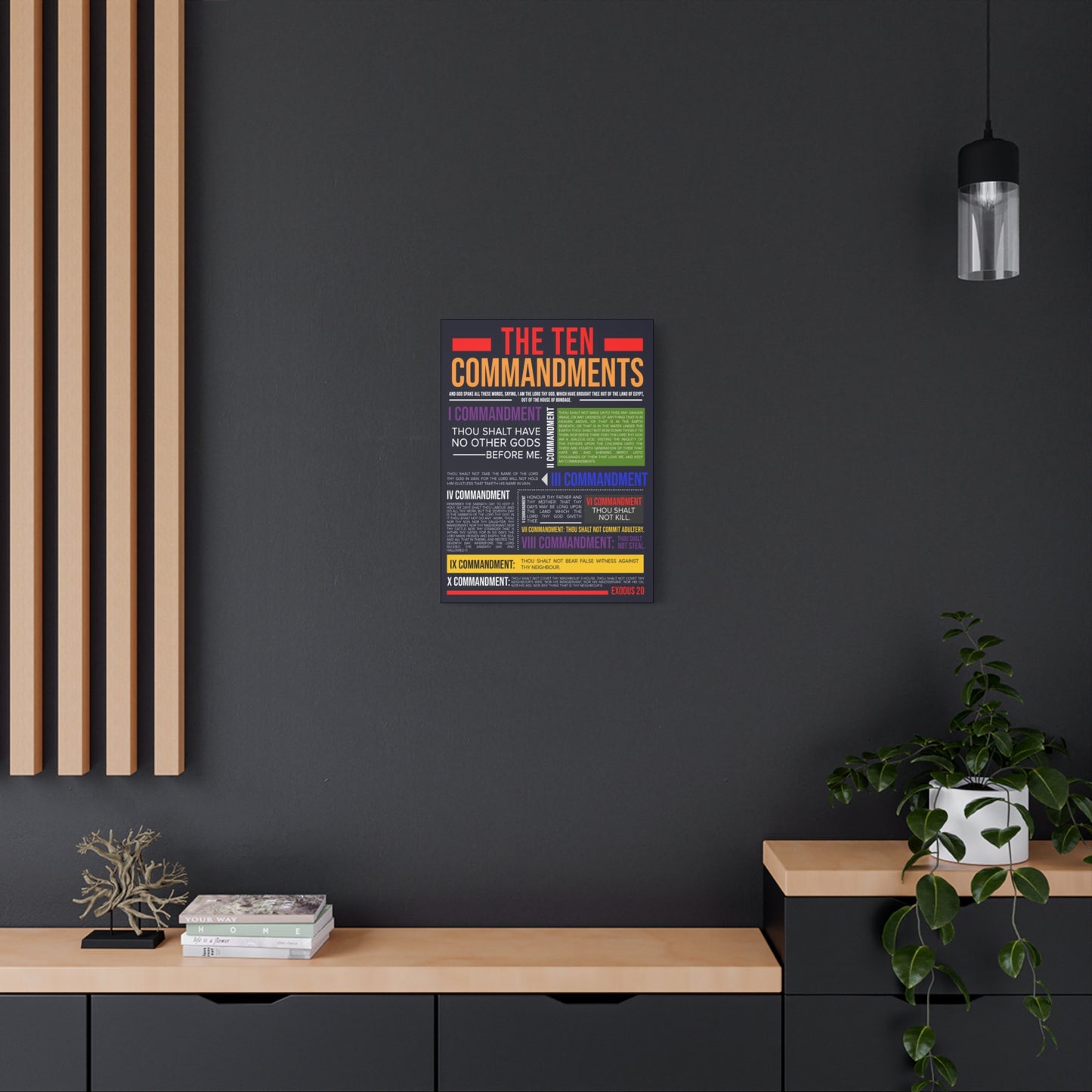 Ten Commandments Canvas Print Scripture Wall Art Christian Home Decor