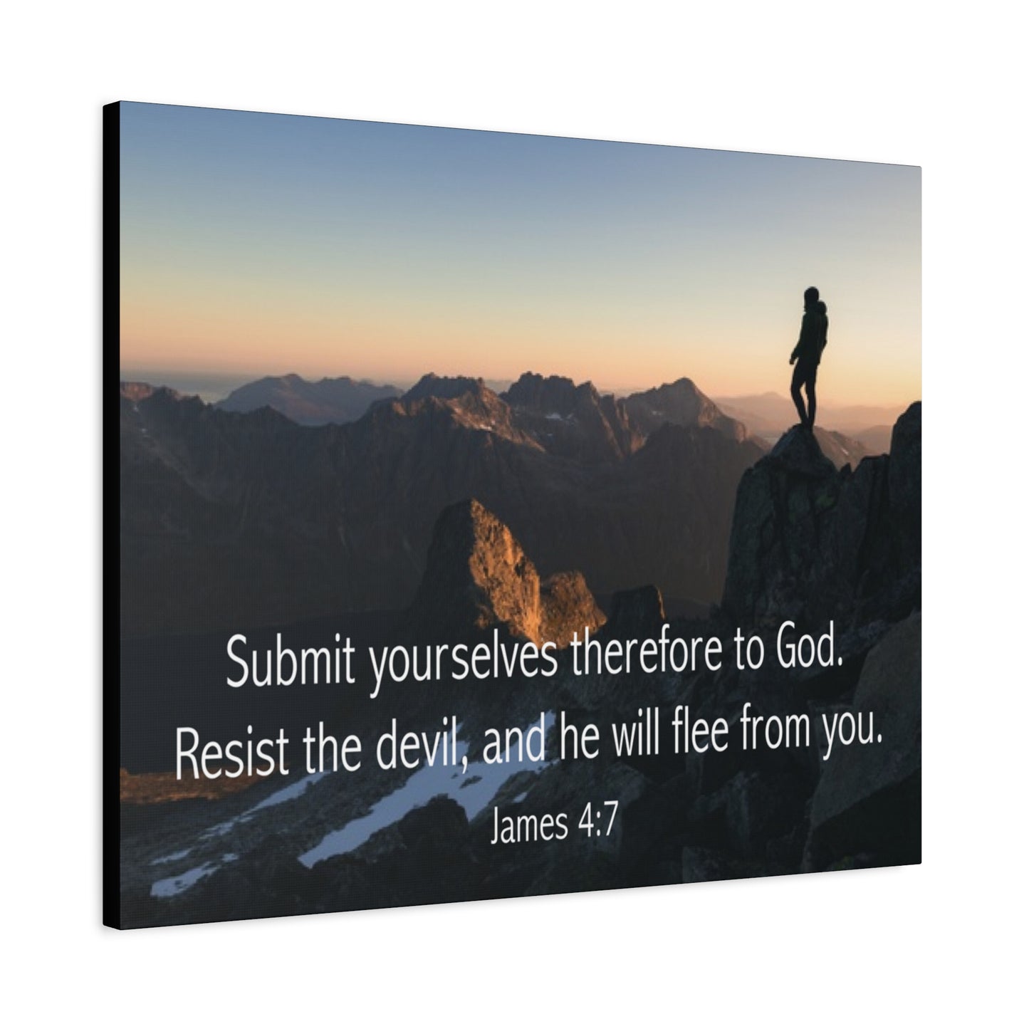 Bible Verse Canvas Resist the Devil James 4:7 Christian Home Décor Wall Art Scripture Ready to Hang Faith Print