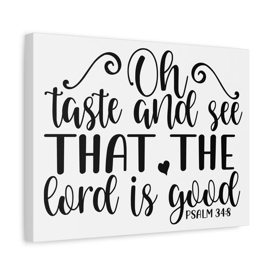 Scripture Canvas Oh Taste And See That Psalm 34:8 Christian Wall Art Bible Verse Print Ready To Hang