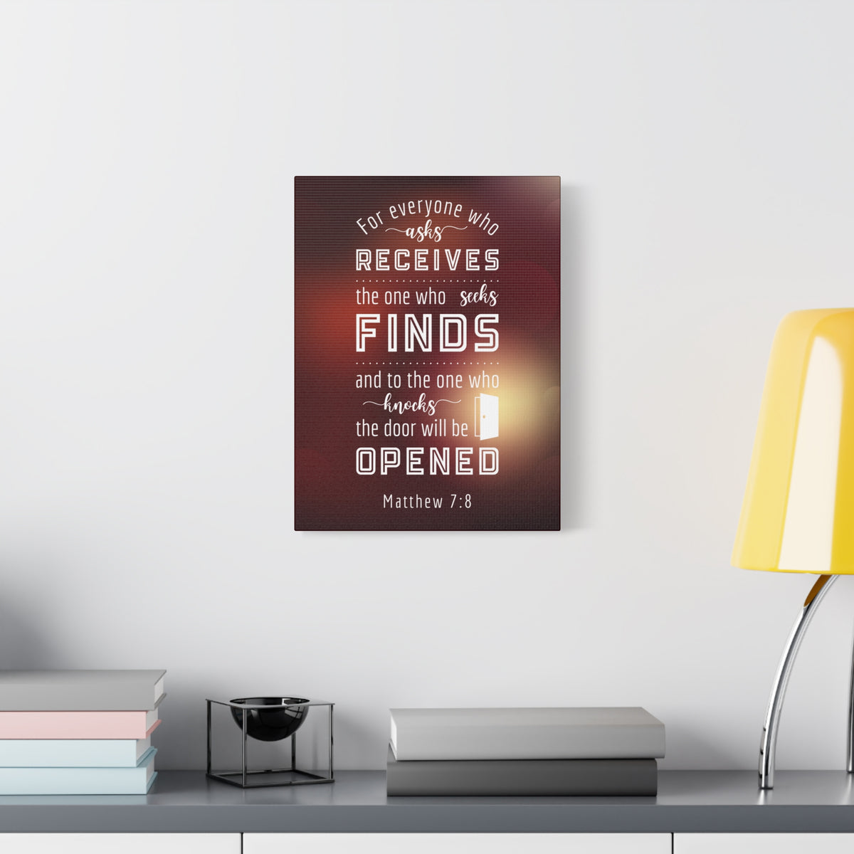 Scripture Canvas The One Who Seeks Matthew 7:8 Christian Wall Art Bible Verse Print Ready to Hang