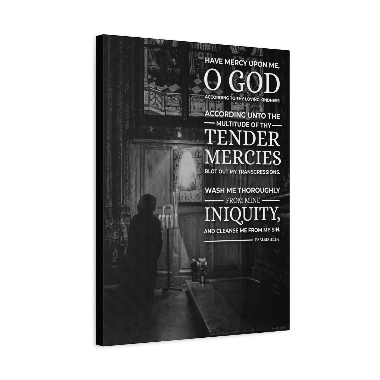Scripture Canvas Have Mercy Psalms 51:1-2 Christian Wall Art Bible Verse Print Ready to Hang