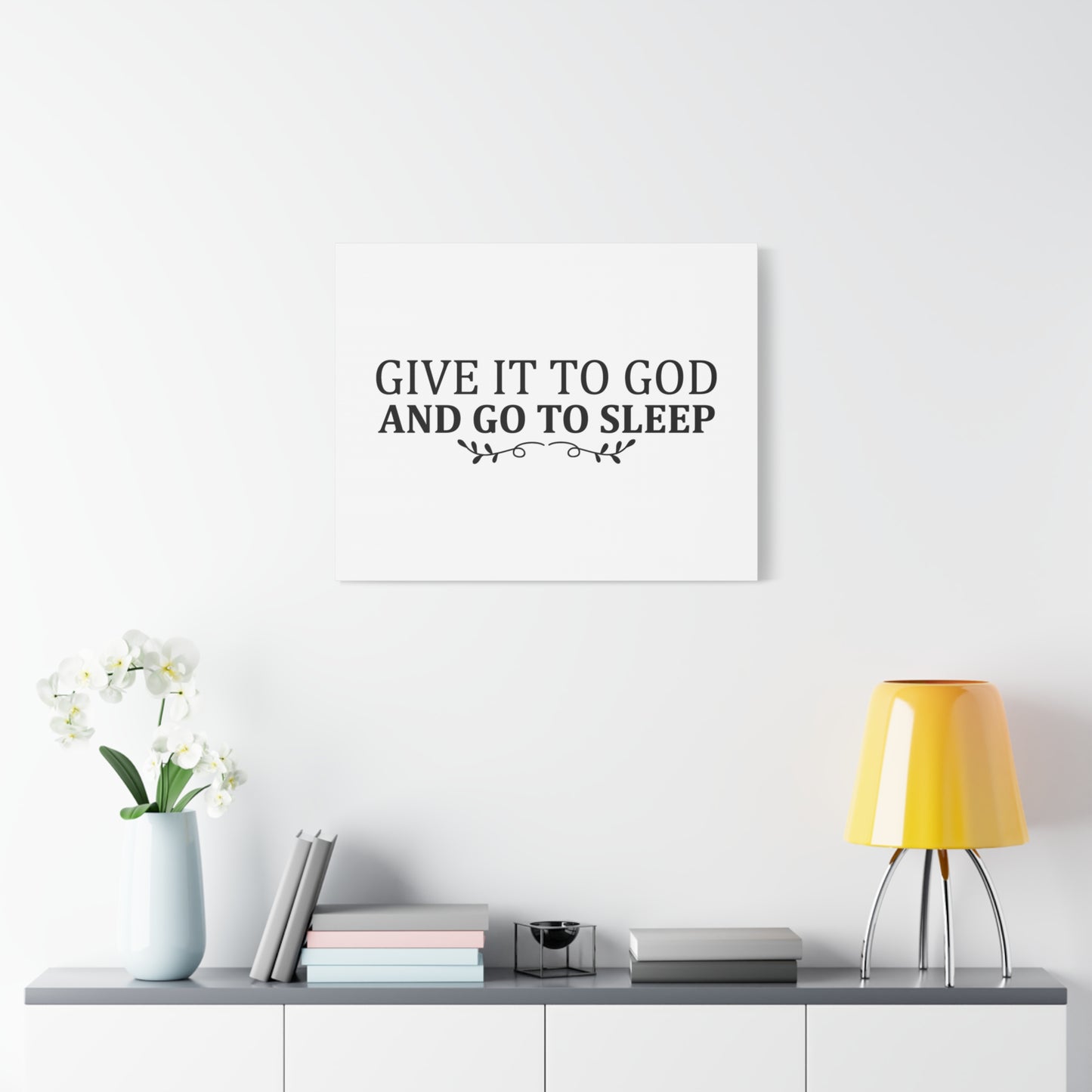 Scripture Canvas Give It To God And Sleep Psalm 55:22 Christian Wall Art Bible Verse Print Ready to Hang