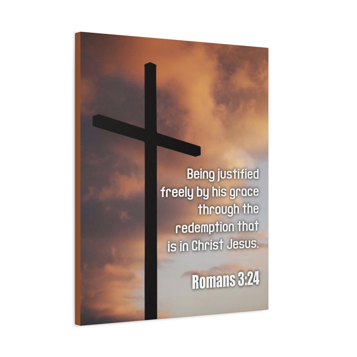 Scripture Canvas Being Justified Romans 3:24 Christian Wall Art Bible Verse Print Ready to Hang