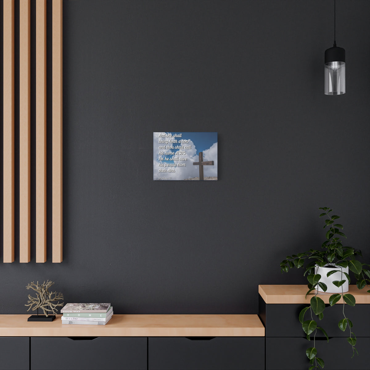 Scripture Canvas Save His People Matthew 1:21 Christian Wall Art Bible Verse Print Ready to Hang