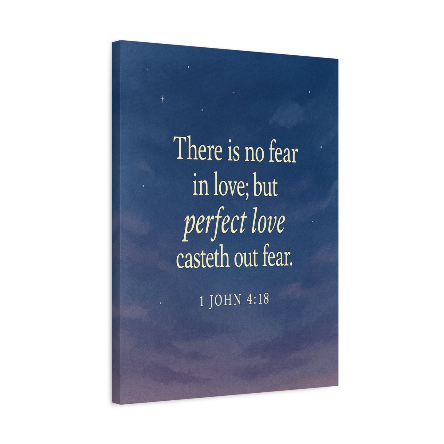 Bible Verse Canvas 1 John 4:18 Christian Home Décor Wall Art Scripture Ready to Hang Faith Print