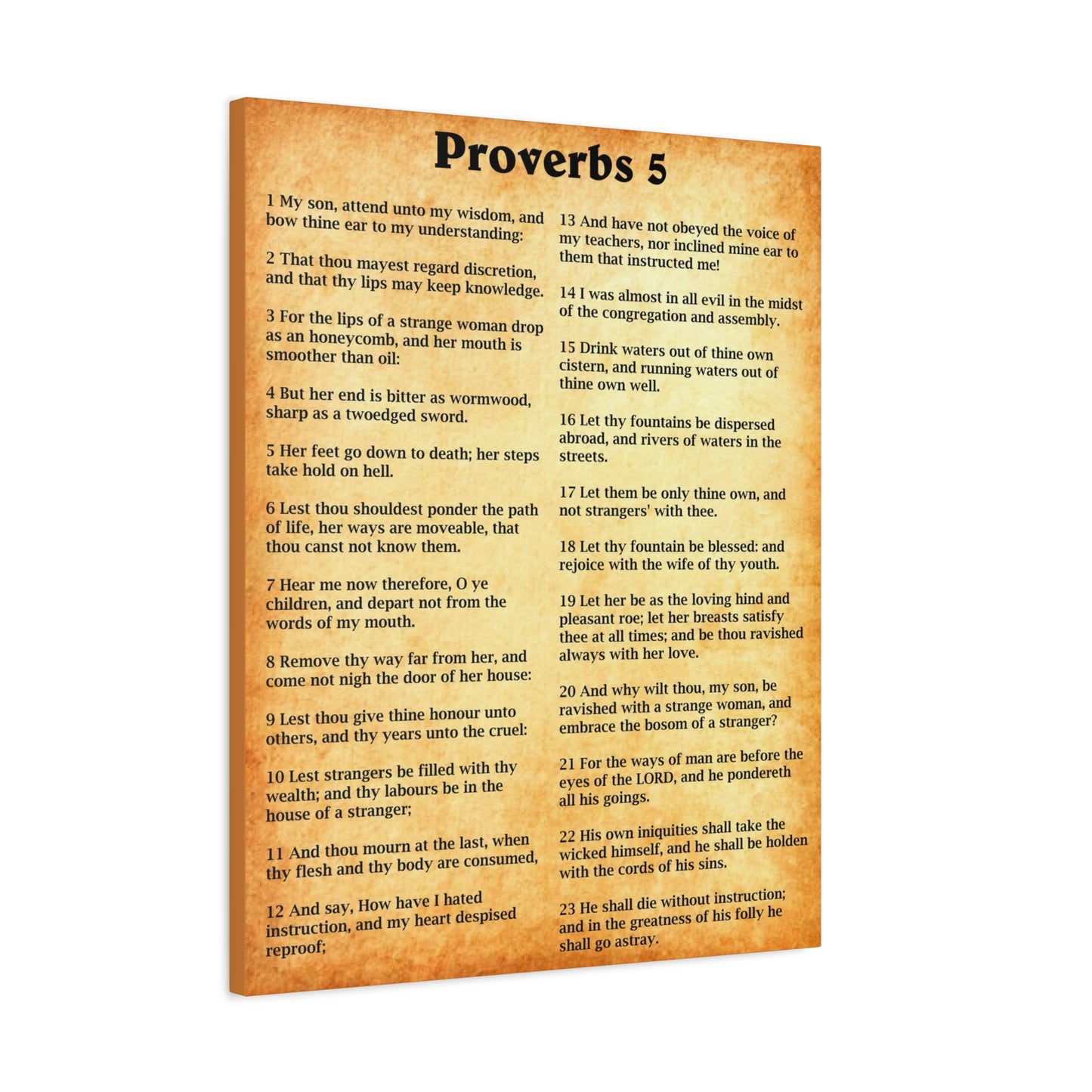 Scripture Walls Proverbs Chapter 5 Gold Bible Canvas Christian Wall Art Ready to Hang Unframed