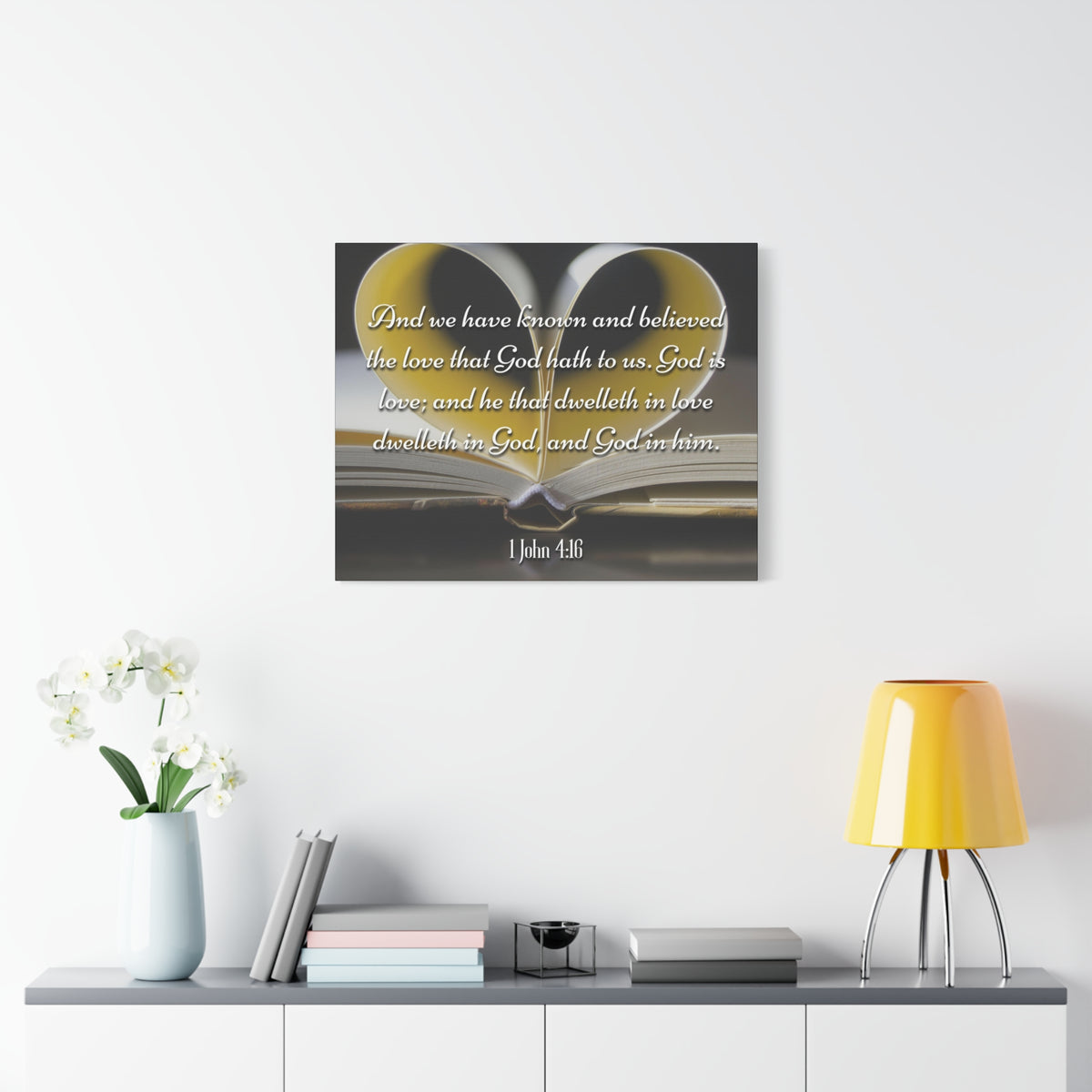 Scripture Canvas God Is Love 1 John 4:16 Christian Wall Art Bible Verse Print Ready to Hang