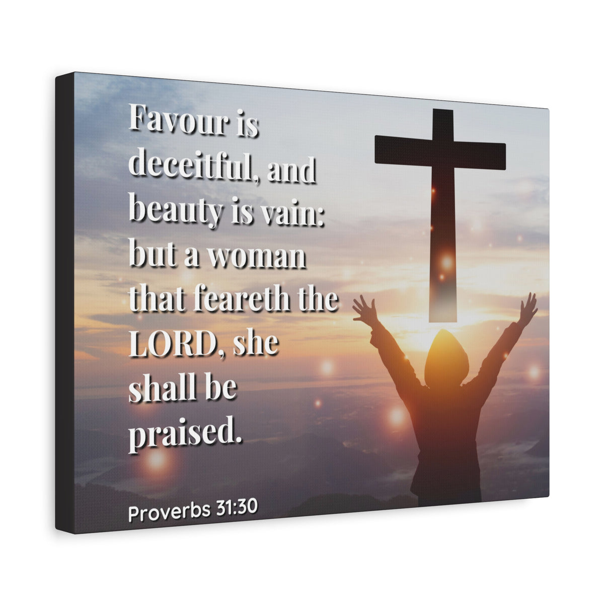 Scripture Canvas Fear The Lord Proverbs 31:30 Christian Wall Art Bible Verse Print Ready to Hang
