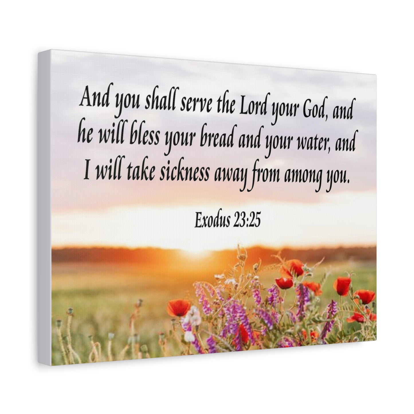 Bible Verse Canvas And You Shall Serve the Lord Exodus 23:25 Scripture Wall Art Christian Home Decor