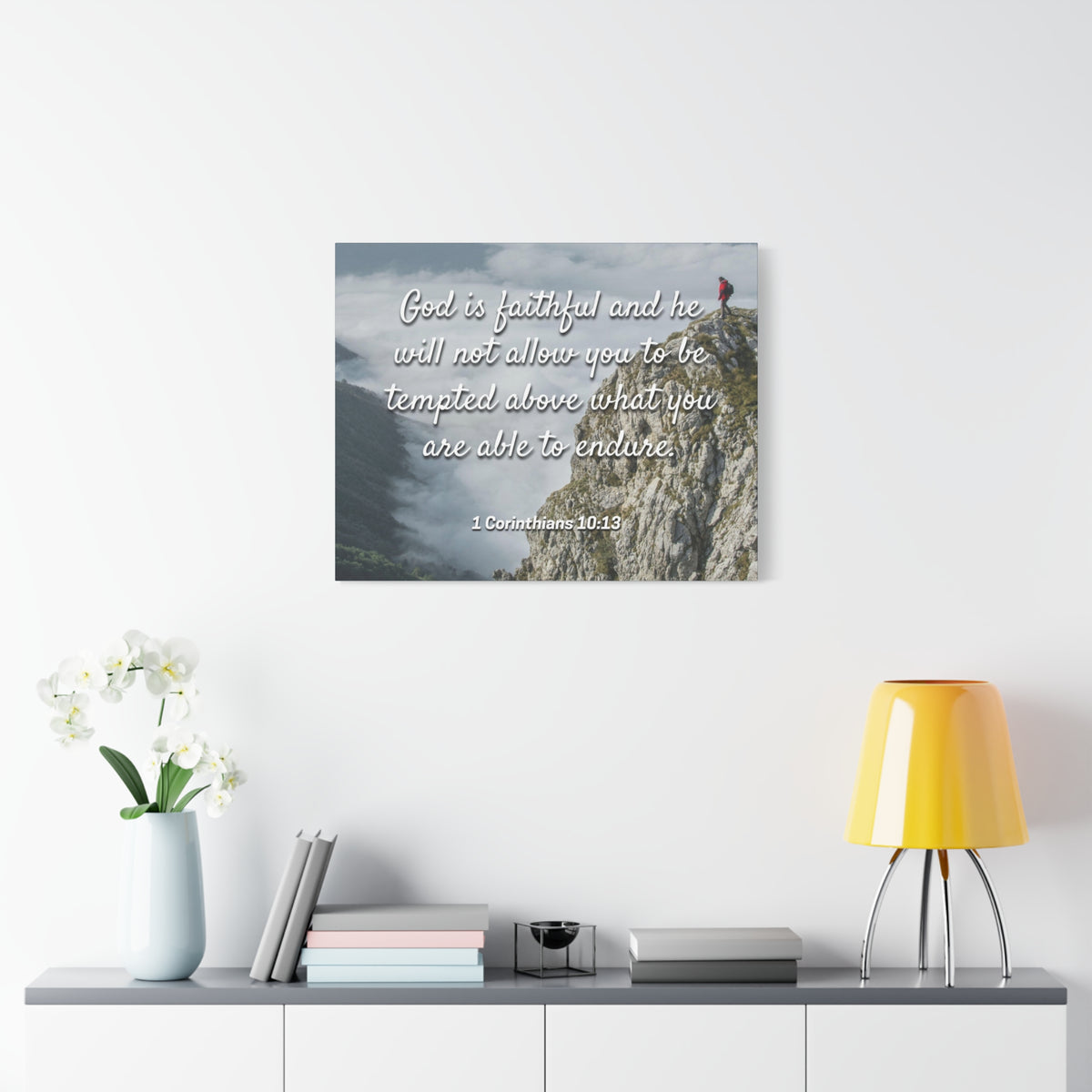 Scripture Canvas God Is Faithful 1 Corinthians 10:13 Christian Wall Art Bible Verse Print Ready to Hang