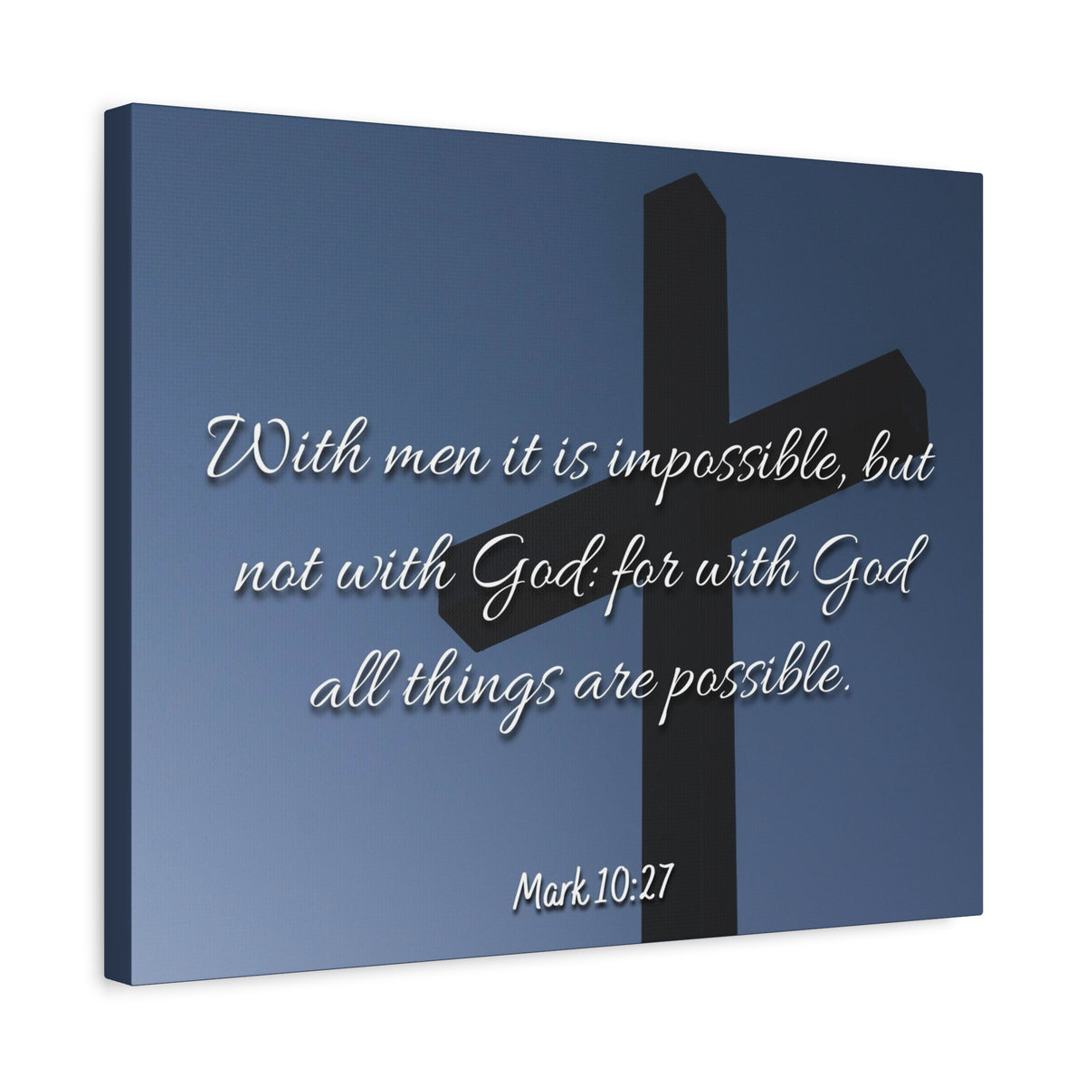 Scripture Canvas Possible Mark 10:27 Christian Wall Art Bible Verse Print Ready to Hang