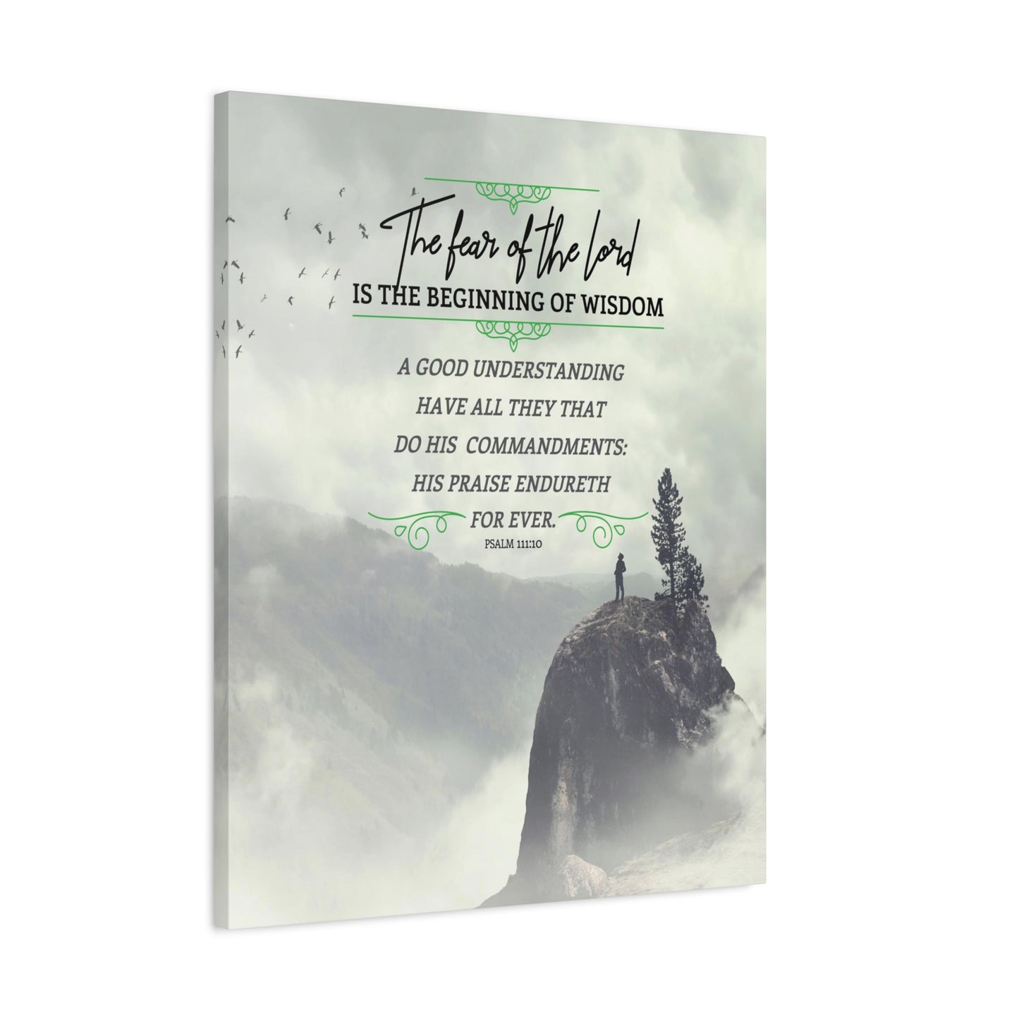Scripture Canvas The Fear of The Lord Psalm 111:10 Christian Wall Art Bible Verse Print Ready to Hang