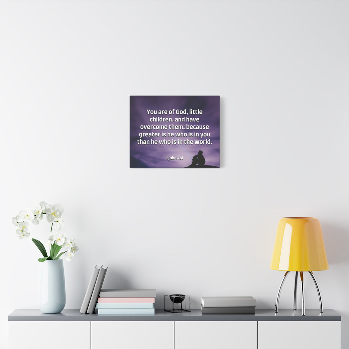 Scripture Canvas Overcome 1 John 4:4 Christian Wall Art Bible Verse Print Ready to Hang
