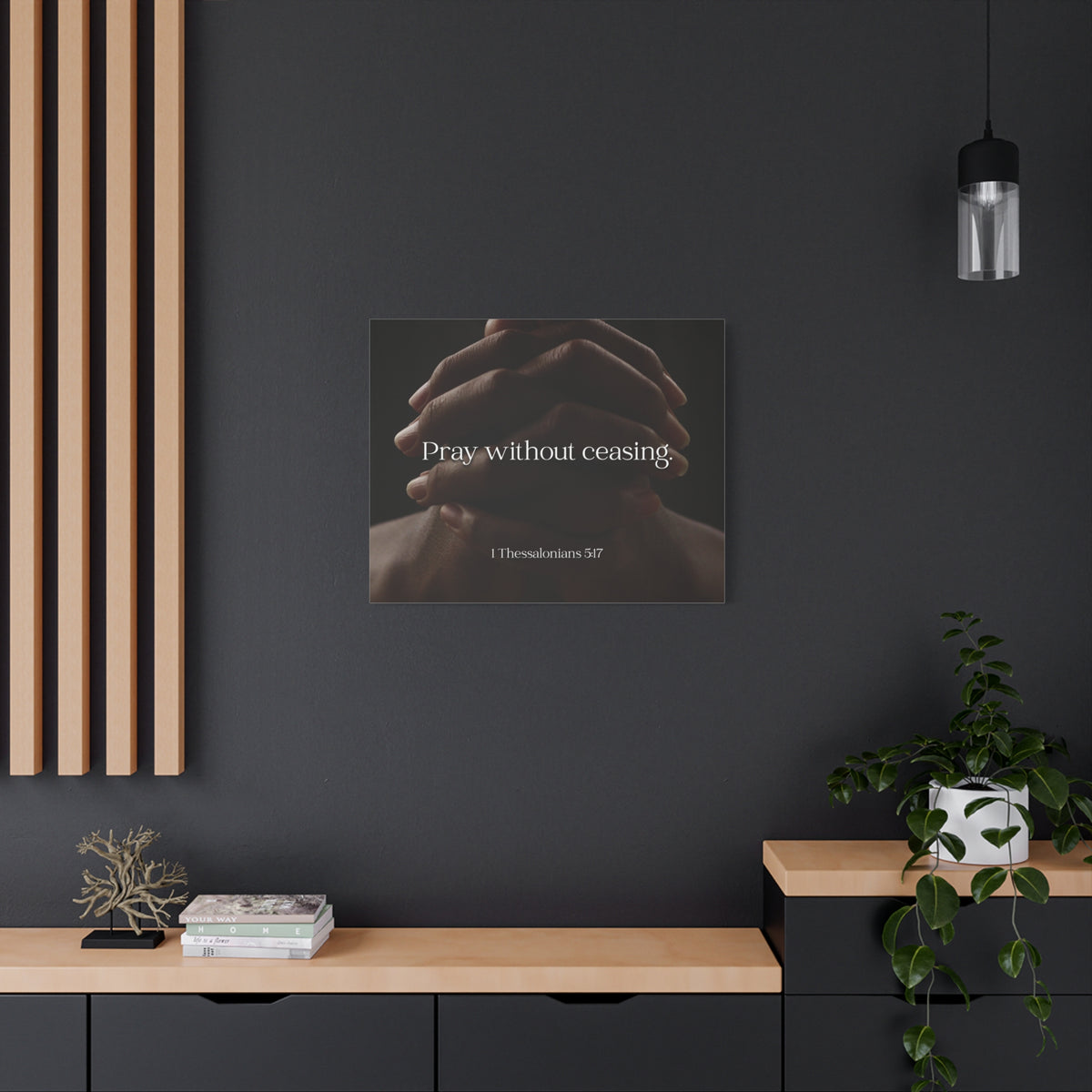 Scripture Canvas Pray Without Ceasing 1 Thessalonians 5:17 Christian Wall Art Bible Verse Print Ready to Hang