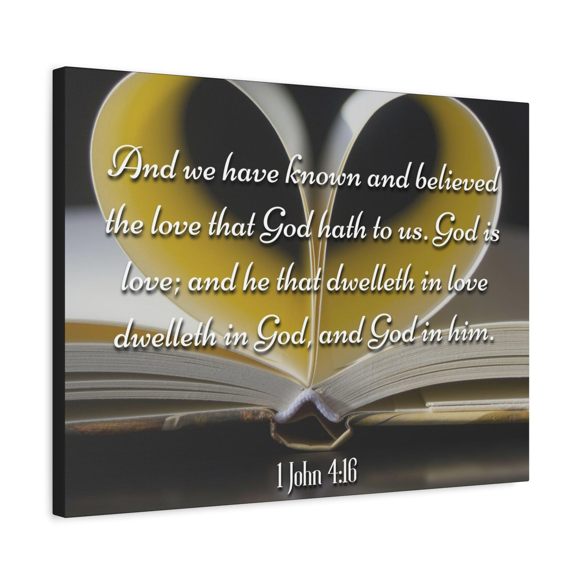 Scripture Canvas God Is Love 1 John 4:16 Christian Wall Art Bible Verse Print Ready to Hang
