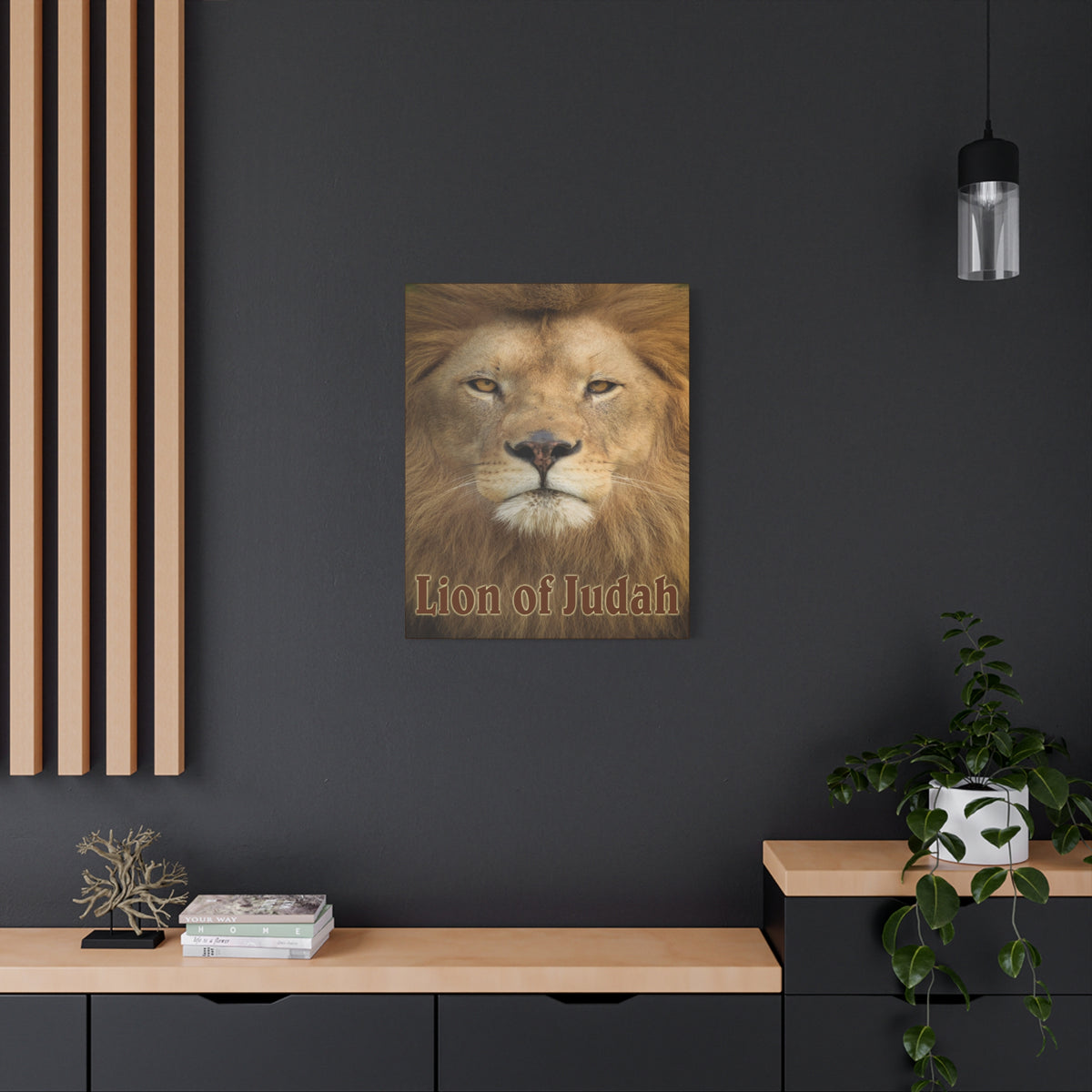 Scripture Canvas Lion of Judah Christian Wall Art Bible Verse Print Ready to Hang