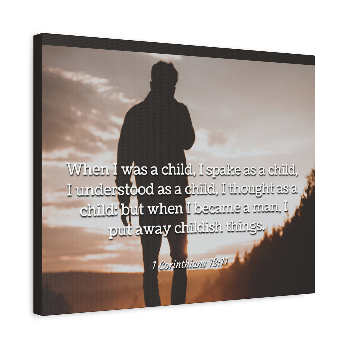 Scripture Canvas Childish Things 1 Corinthians 13:11 Christian Wall Art Bible Verse Print Ready to Hang