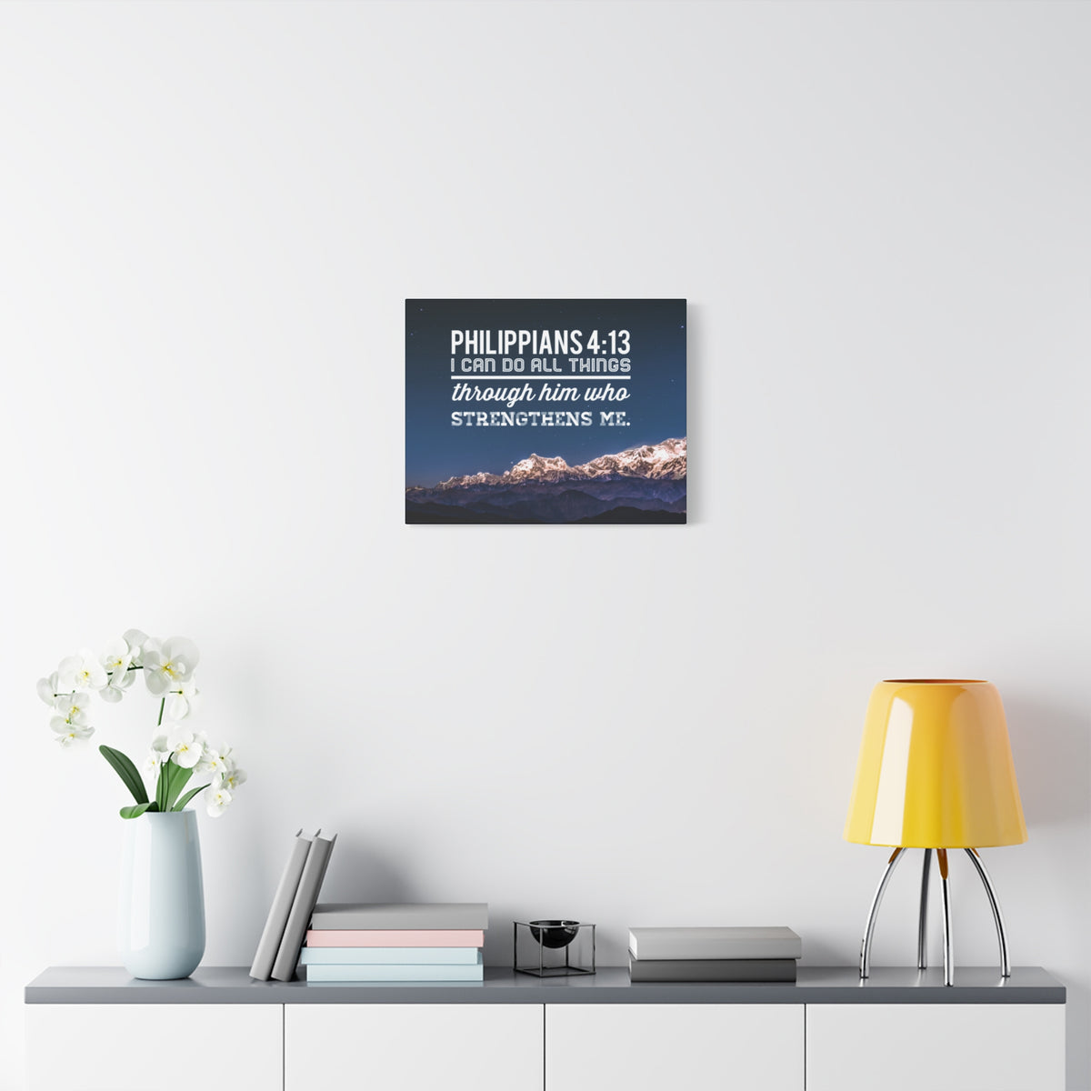 Scripture Canvas Strengthens Philippians 4:13 Blue Sky Christian Wall Art Bible Verse Print Ready to Hang
