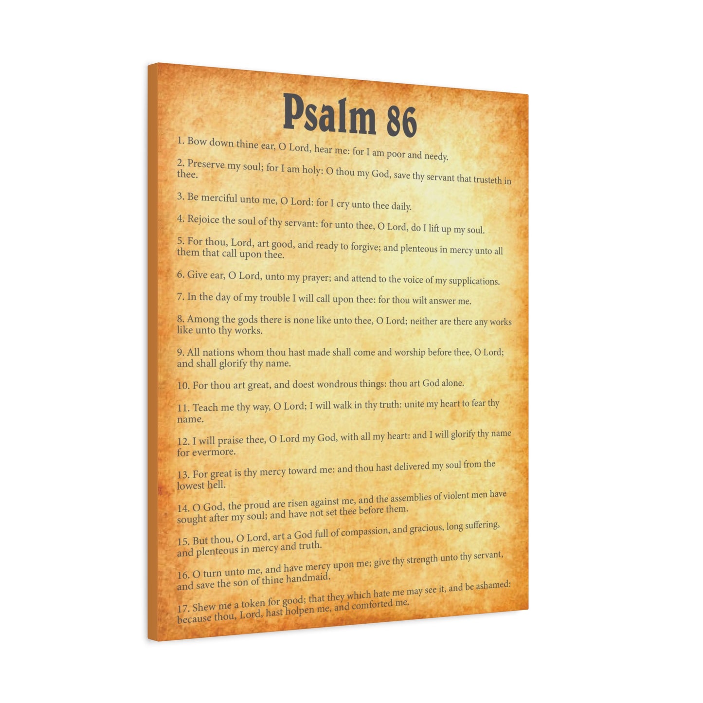 Scripture Walls Psalm 86 Gold Bible Chapter Canvas Christian Wall Art Ready to Hang Unframed