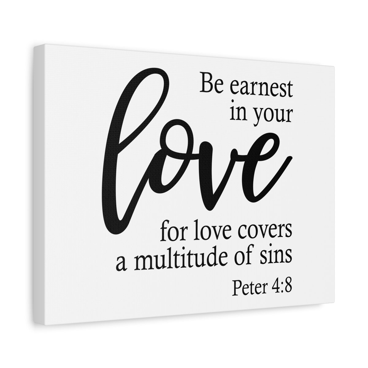 Scripture Canvas Love For Love Peter 4:8 Christian Wall Art Bible Verse Print Ready to Hang