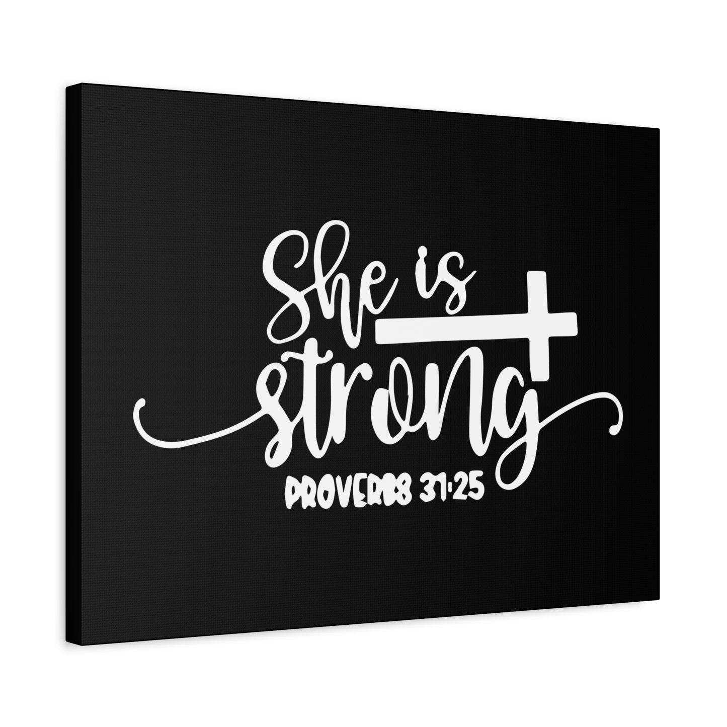 Scripture Canvas She Is Strong Proverbs 31:25 Christian Wall Art Bible Verse Print Ready to Hang