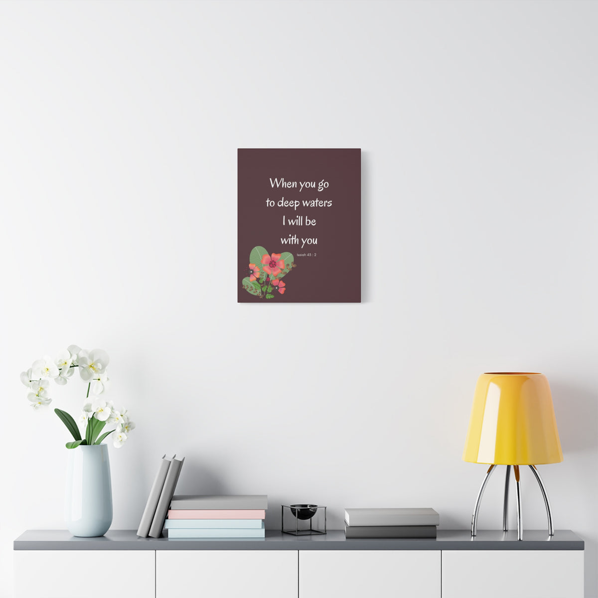 Scripture Canvas I Will Be With You Isaiah 43:2 Christian Wall Art Bible Verse Print Ready to Hang