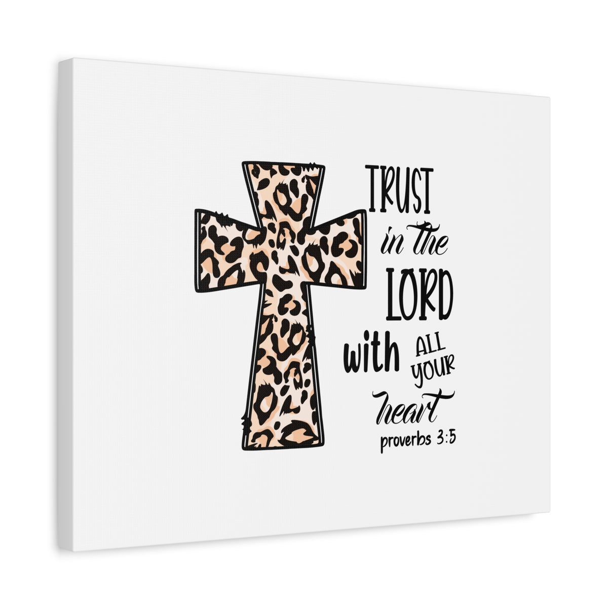 Scripture Canvas Trust In The Lord Proverbs 3:5 Leopard Pattern Christian Wall Art Bible Verse Print Ready to Hang