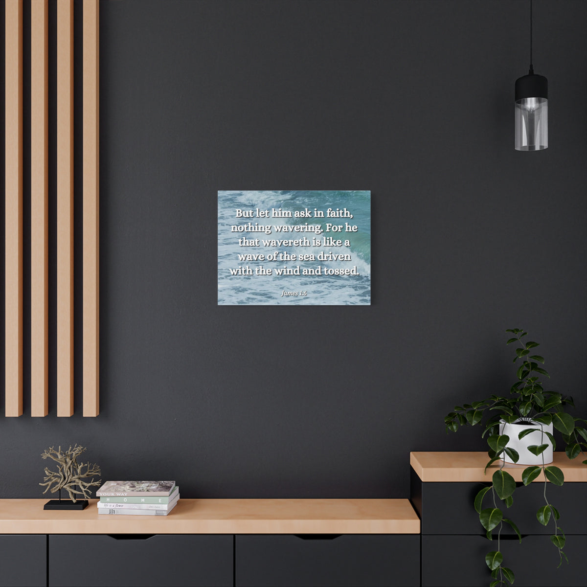 Scripture Canvas Ask In Faith James 1:6 Christian Wall Art Bible Verse Print Ready to Hang