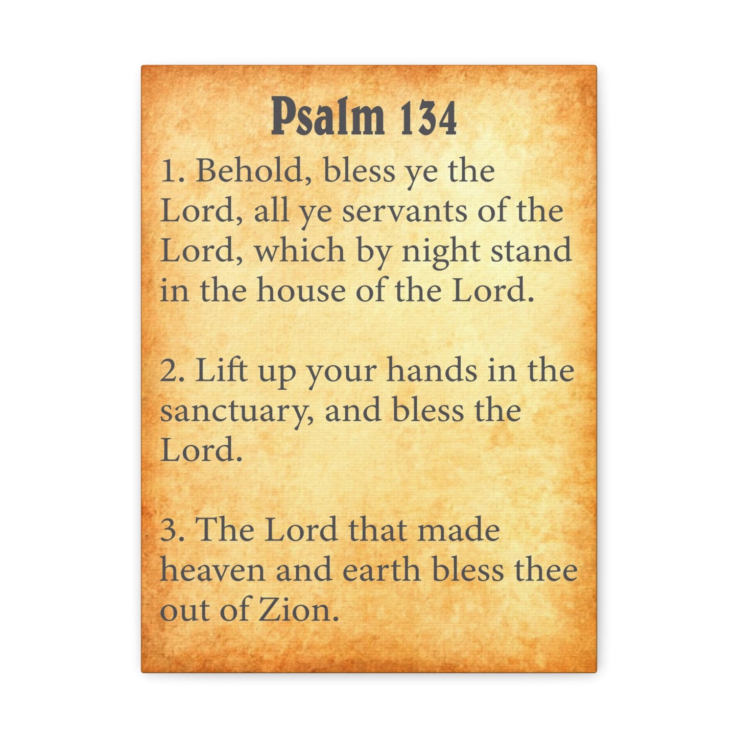 Psalm 134 Gold Bible Chapter Canvas Christian Wall Art Ready to Hang