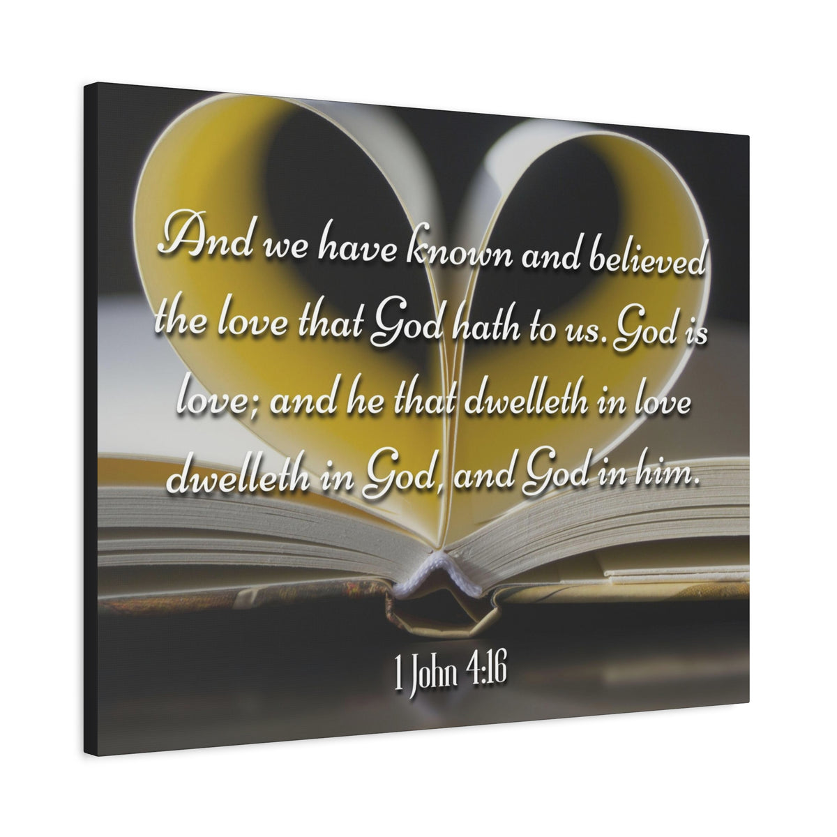 Scripture Canvas God Is Love 1 John 4:16 Christian Wall Art Bible Verse Print Ready to Hang