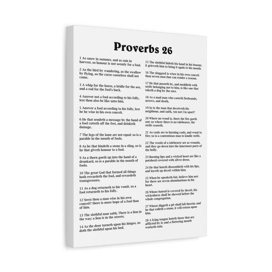 Scripture Walls Proverbs Chapter 26 White Bible Canvas Christian Wall Art Ready to Hang Unframed