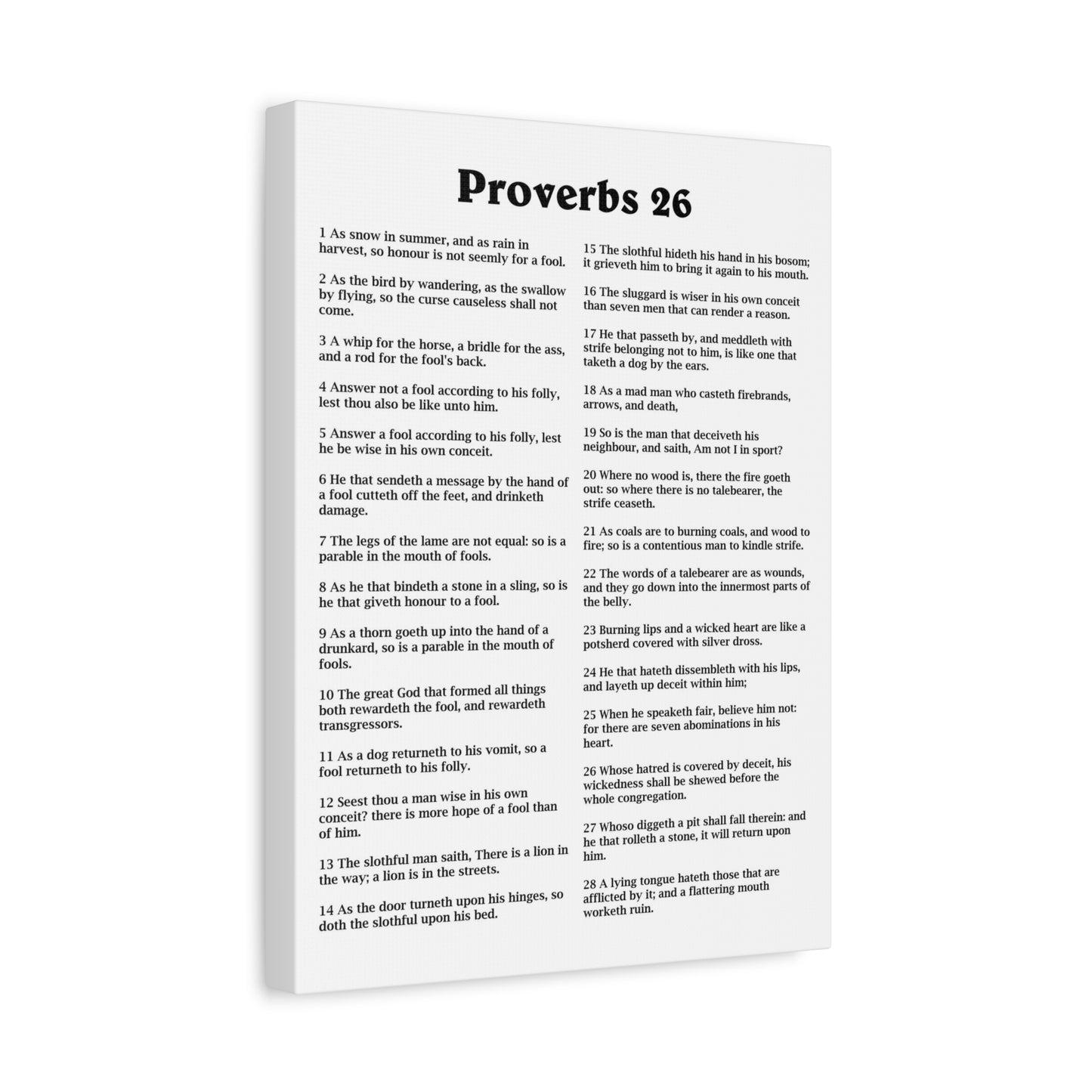 Scripture Walls Proverbs Chapter 26 White Bible Canvas Christian Wall Art Ready to Hang Unframed